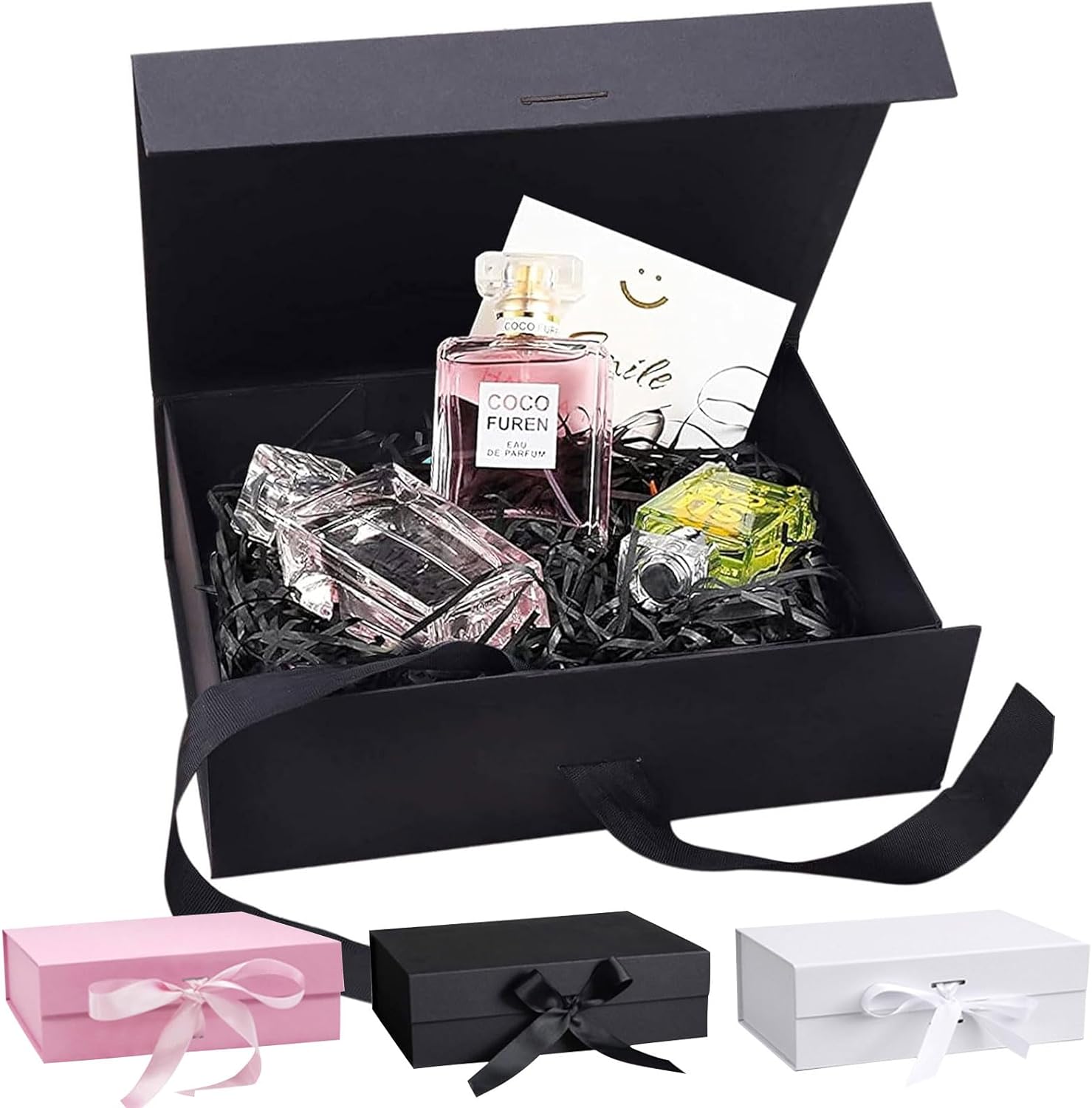PLAEVIAE Wine Gift Box 12.8 X 3.75 X 3.75 In, Bottle Gift Box For Liquor Presents, For Wine And Champagne, Magnetic Collapsible Gift Box Wine Bottle Gift Packaging,Christmas Gifts(5PCS